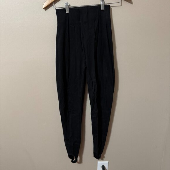 #211 – 🖤 Betty Blue 90s Black Knit Stirrup Pants | High Waist Seam Front 🖤 - Picture 1 of 3